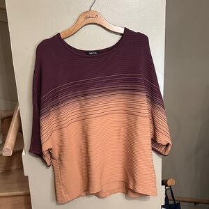 Misook Purple and Tan Gradient Blouse